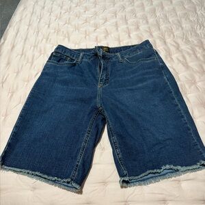 Lee Indigo Frayed Hem Denim Shorts